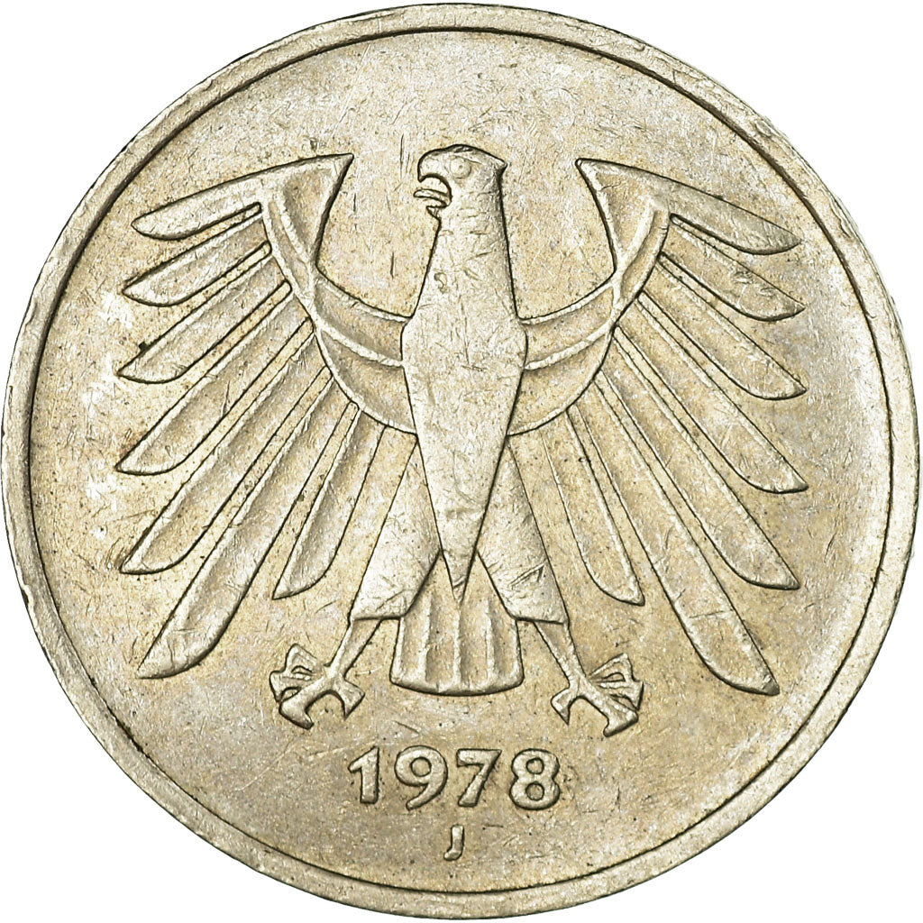 Coin, GERMANY - FEDERAL REPUBLIC, 5 Mark, 1978, Hambourg, EF(40-45)