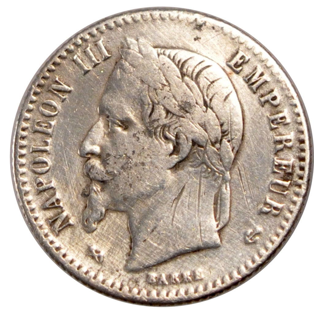 FRANCE, Napoléon III, 50 Centimes, 1867, Bordeaux, KM #814.3, VF(20-25), Silver,