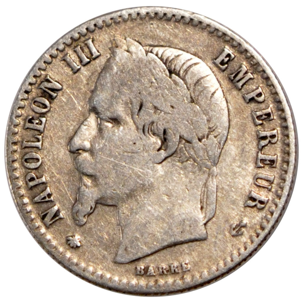 FRANCE, Napoléon III, 50 Centimes, 1867, Paris, KM #814.1, VF(20-25), Silver, 18