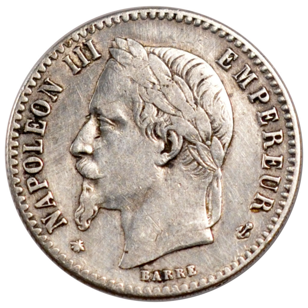 FRANCE, Napoléon III, 50 Centimes, 1867, Paris, KM #814.1, VF(30-35), Silver, 18