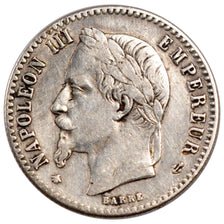 FRANCE, Napoléon III, 50 Centimes, 1867, Paris, KM #814.1, VF(30-35), Silver, 18