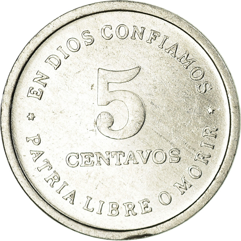 Coin, Nicaragua, 5 Centavos, 1987, AU(55-58), Aluminum, KM:55
