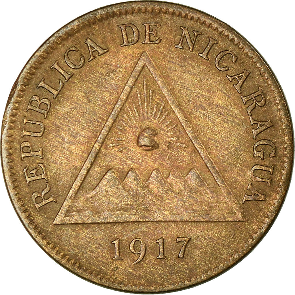 Coin, Nicaragua, Centavo, 1917, Heaton, EF(40-45), Bronze, KM:11