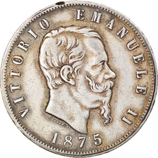 Coin, Italy, Vittorio Emanuele II, 5 Lire, 1875, Milan, VF(30-35), Silver