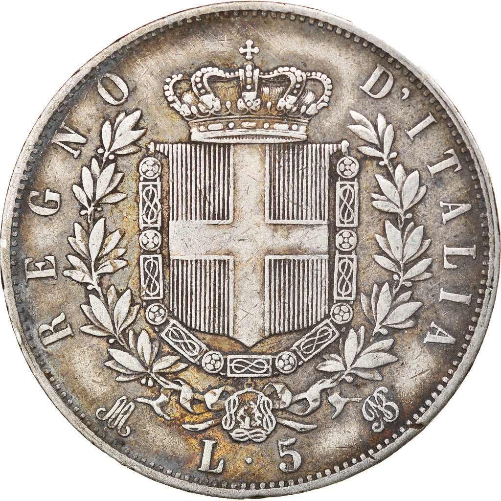 Coin, Italy, Vittorio Emanuele II, 5 Lire, 1875, Milan, VF(30-35), Silver