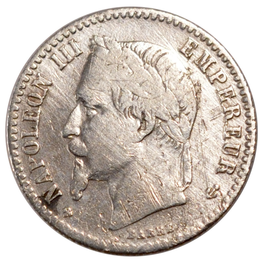 Second Empire, 50 centimes Napoléon III tête laurée 