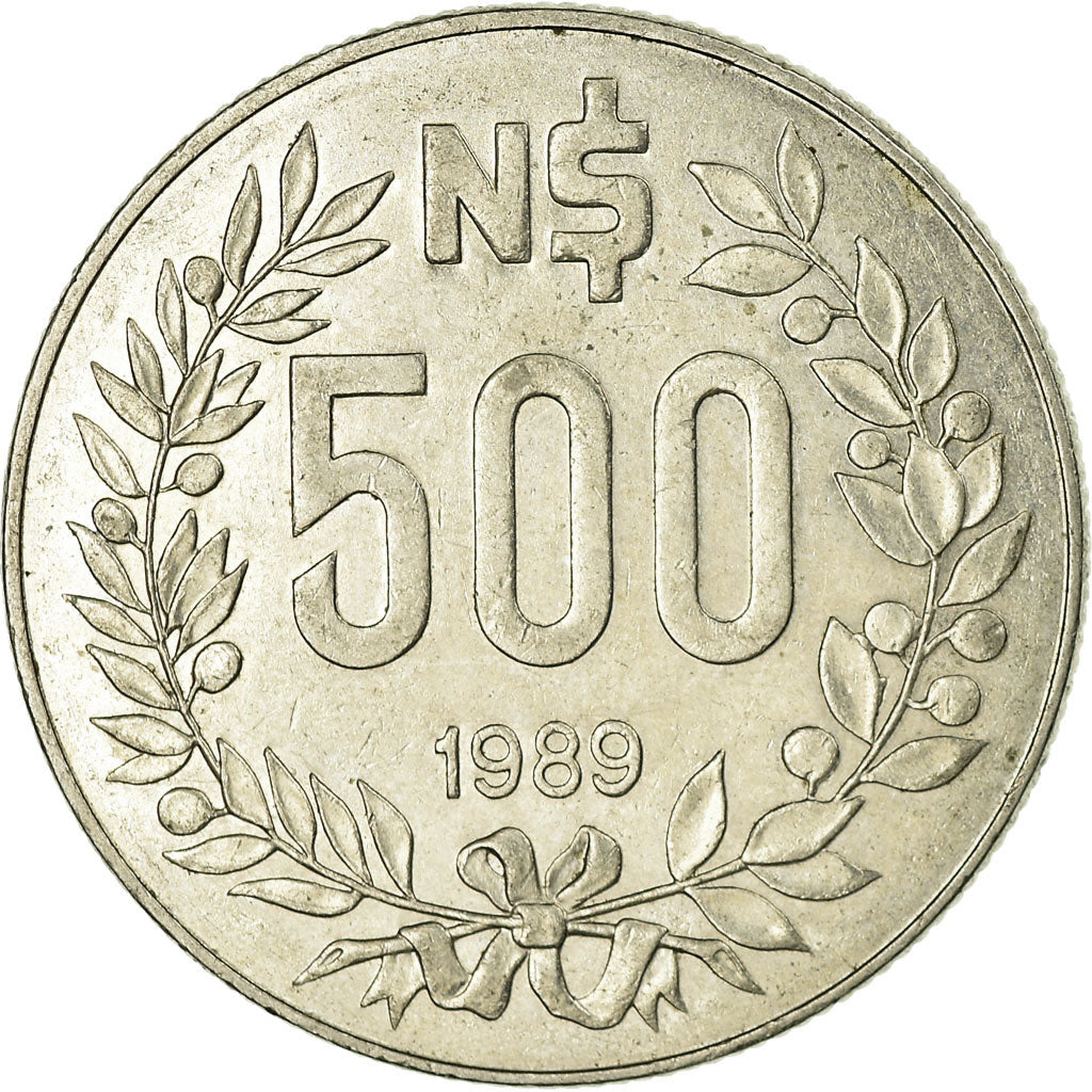 Coin, Uruguay, 500 Nuevos Pesos, 1989, Paris, EF(40-45), Copper-nickel, KM:98