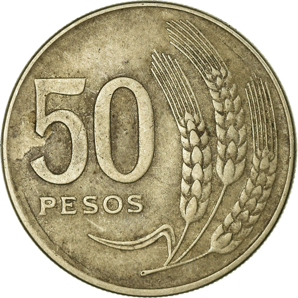 Moneda, Uruguay, 50 Pesos, 1970, Santiago, BC+, Cobre - níquel - cinc, KM:57