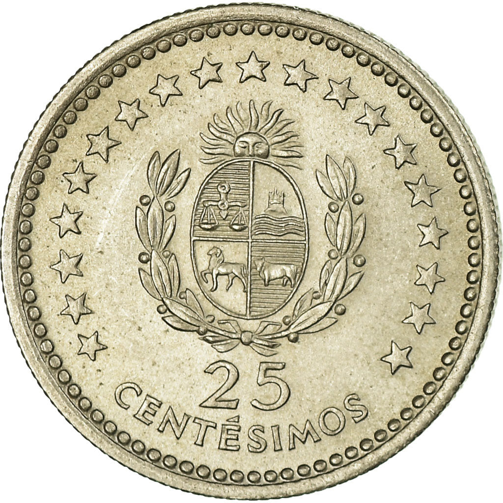 Coin, Uruguay, 25 Centesimos, 1960, AU(55-58), Copper-nickel, KM:40