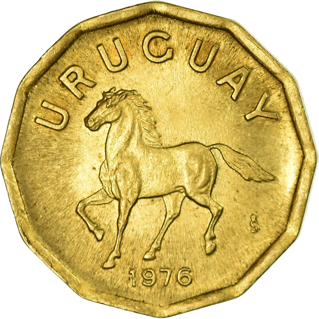 Coin, Uruguay, 10 Centesimos, 1976, Santiago, EF(40-45), Aluminum-Bronze, KM:66