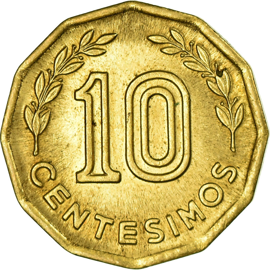 Coin, Uruguay, 10 Centesimos, 1976, Santiago, EF(40-45), Aluminum-Bronze, KM:66