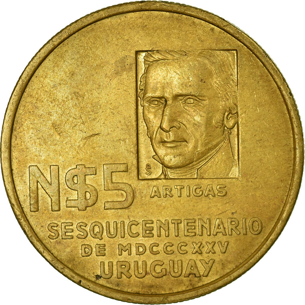Coin, Uruguay, 5 Nuevos Pesos, 1975, Santiago, EF(40-45)