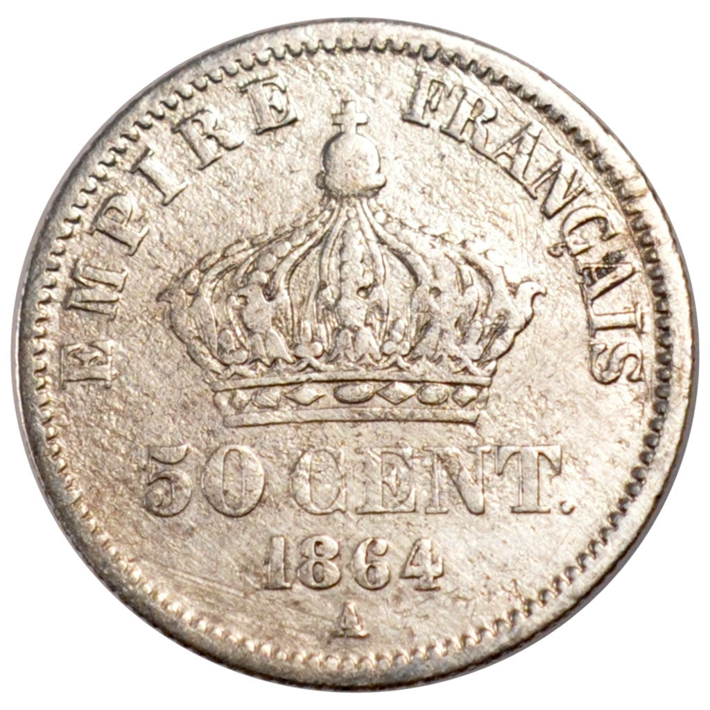 Second Empire, 50 Centimes Napoléon III tête laurée