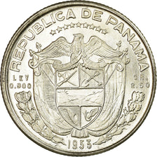 Moneda, Panamá, 1/4 Balboa, 1953, SC, Plata, KM:20