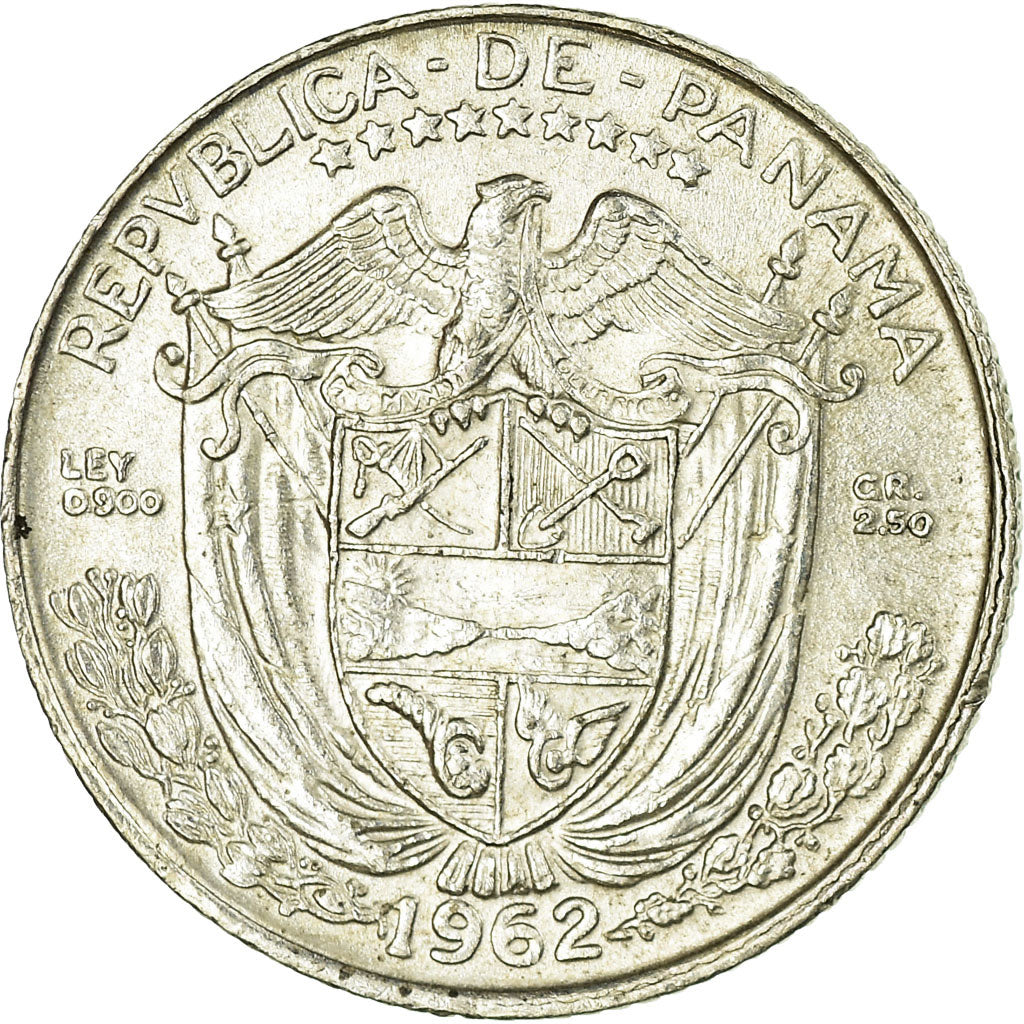 Coin, Panama, 1/2 Balboa, 1962, AU(55-58), Silver, KM:12.2