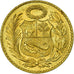 Coin, Peru, 1/2 Sol, 1954, Lima, AU(55-58), Brass, KM:220.5