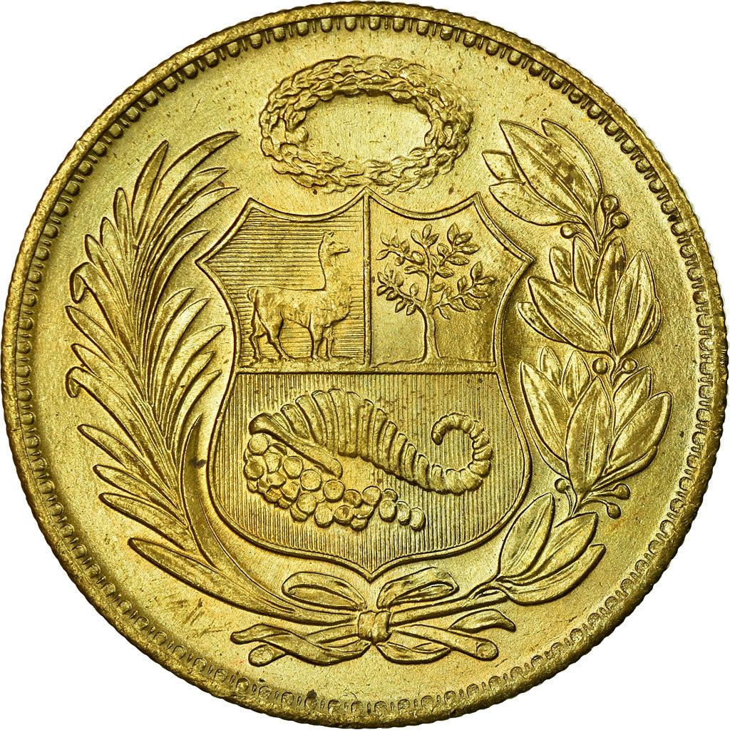 Coin, Peru, Sol, 1954, Lima, AU(55-58), Brass, KM:222