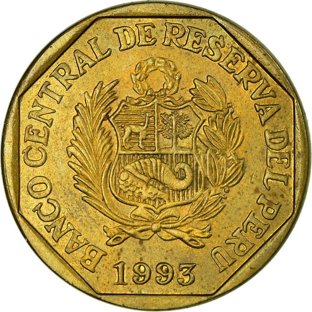 Coin, Peru, 20 Centimos, 1993, Lima, EF(40-45), Brass, KM:306.1