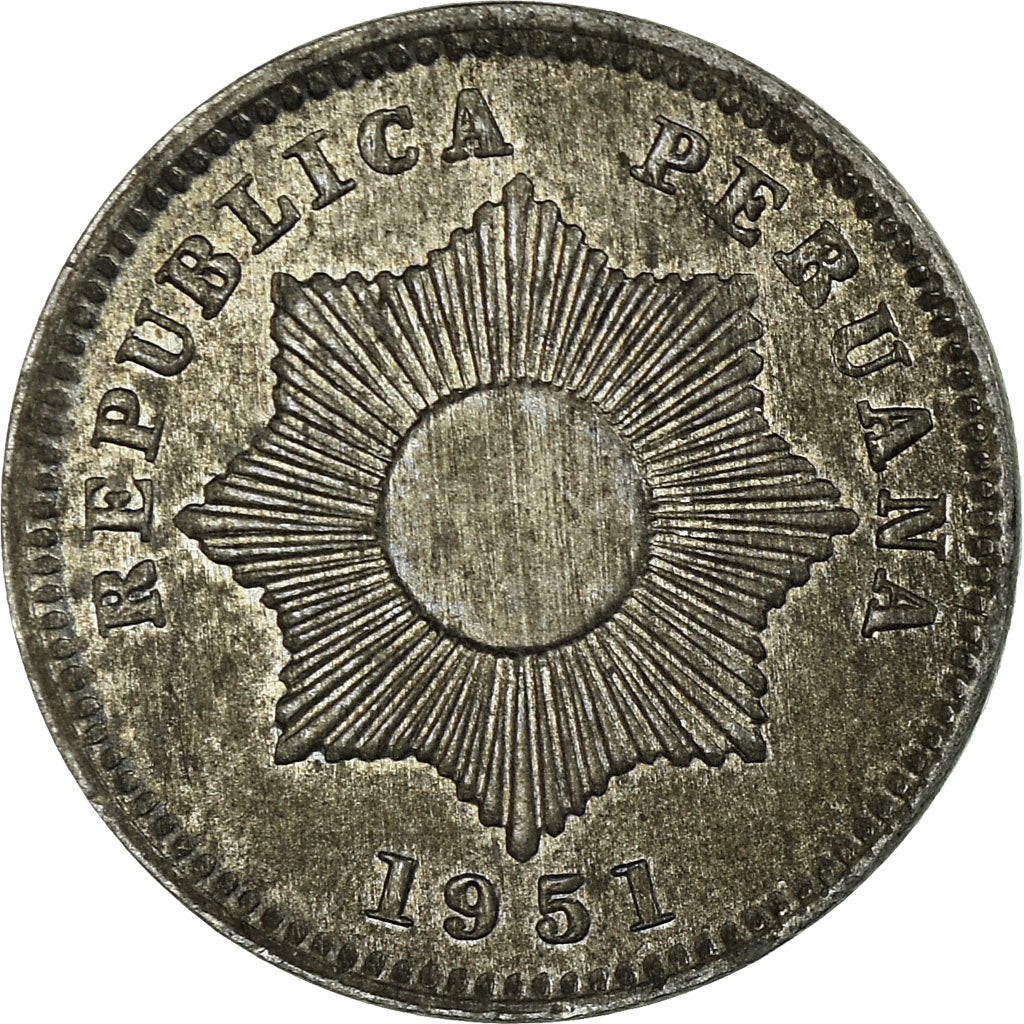 Coin, Peru, Centavo, 1951, Lima, AU(55-58), Zinc, KM:227