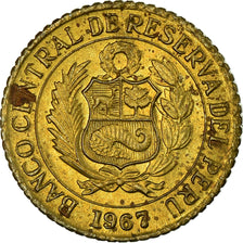 Coin, Peru, 5 Centavos, 1967, Lima, EF(40-45), Brass, KM:244.1