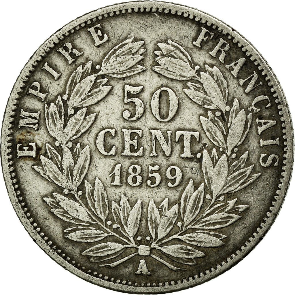 Munten, Frankrijk, Napoleon III, Napoléon III, 50 Centimes, 1859, Paris, FR