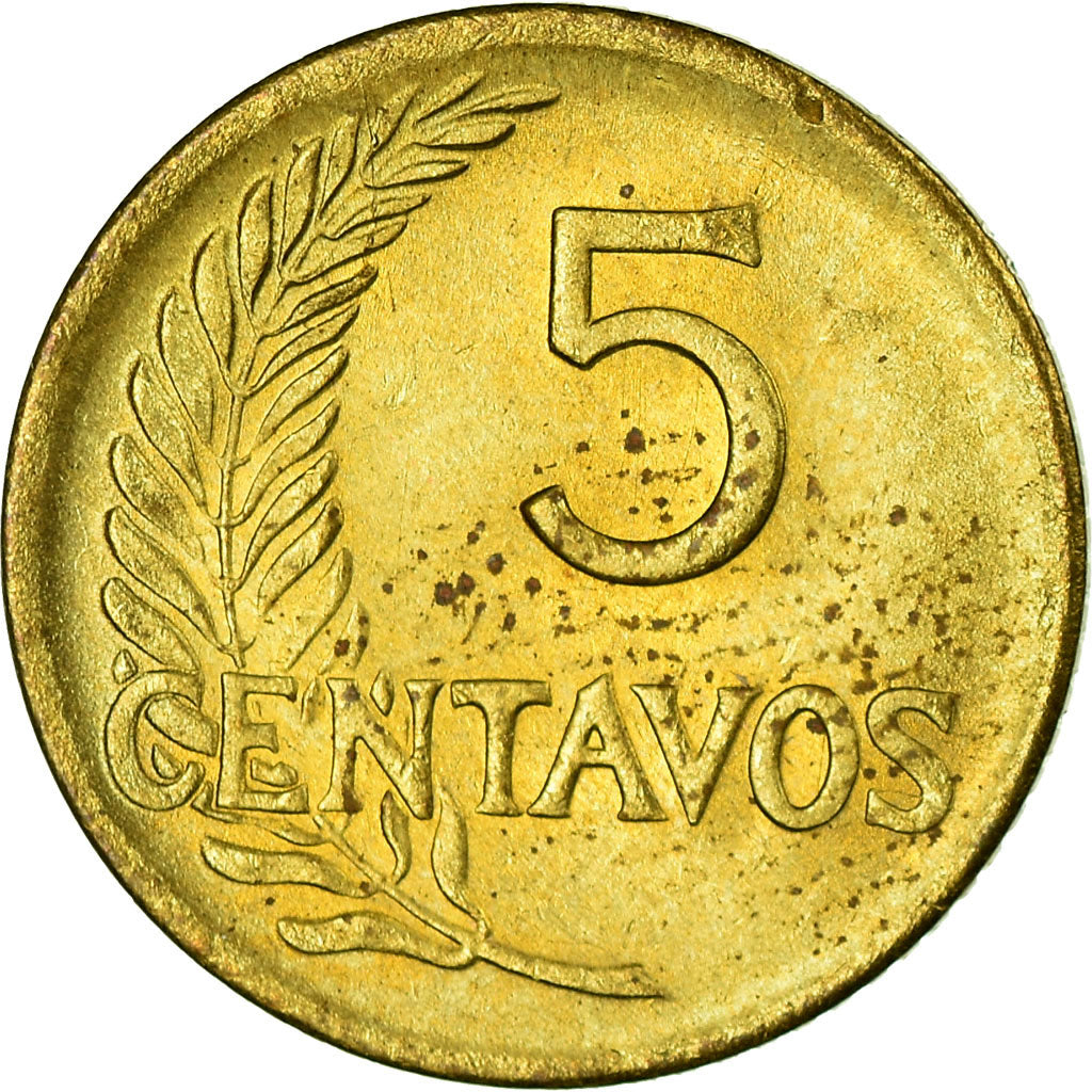 Coin, Peru, 5 Centavos, 1960, Lima, EF(40-45), Brass, KM:223.2