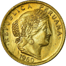 Coin, Peru, 10 Centavos, 1960, Lima, EF(40-45), Brass, KM:224.2