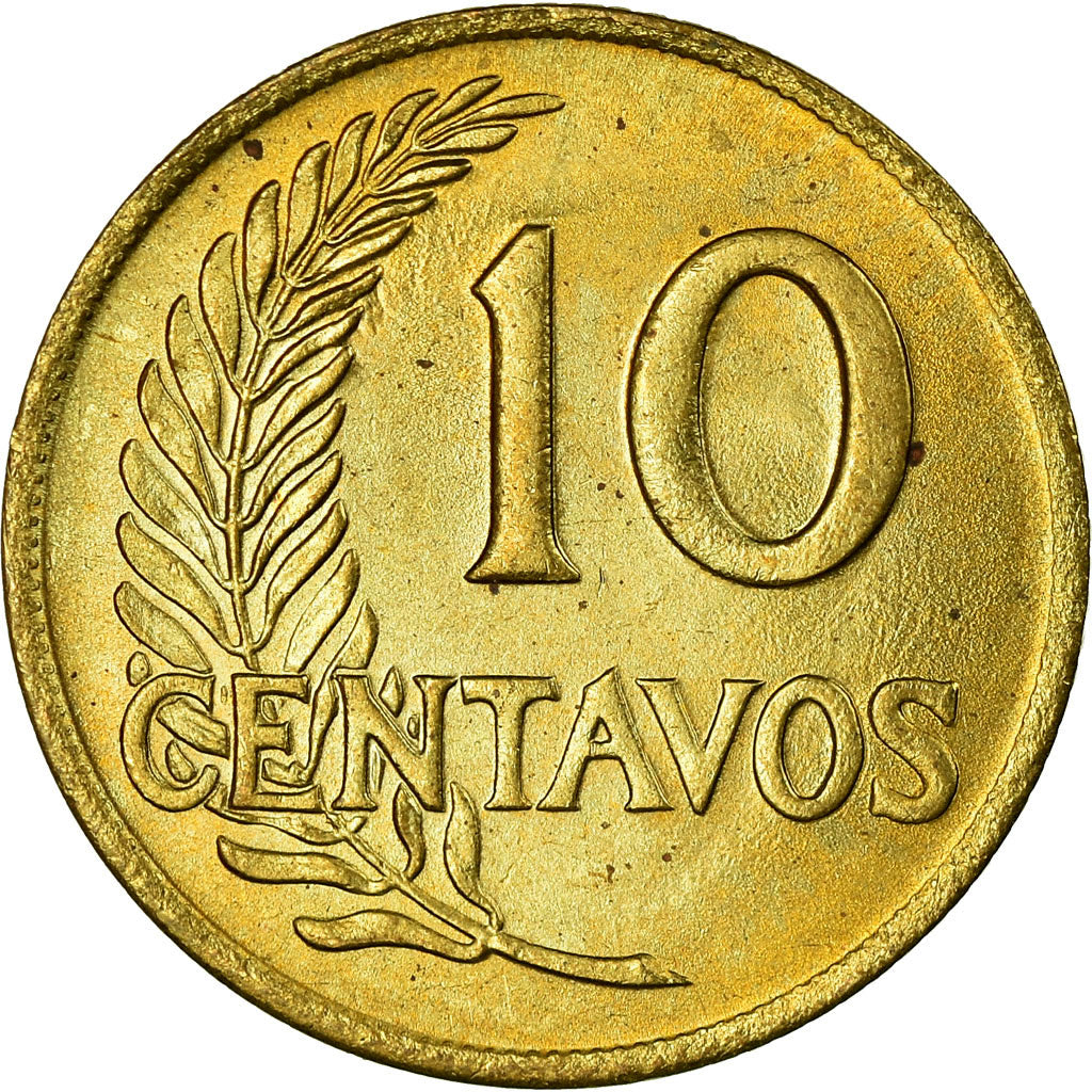 Coin, Peru, 10 Centavos, 1960, Lima, EF(40-45), Brass, KM:224.2