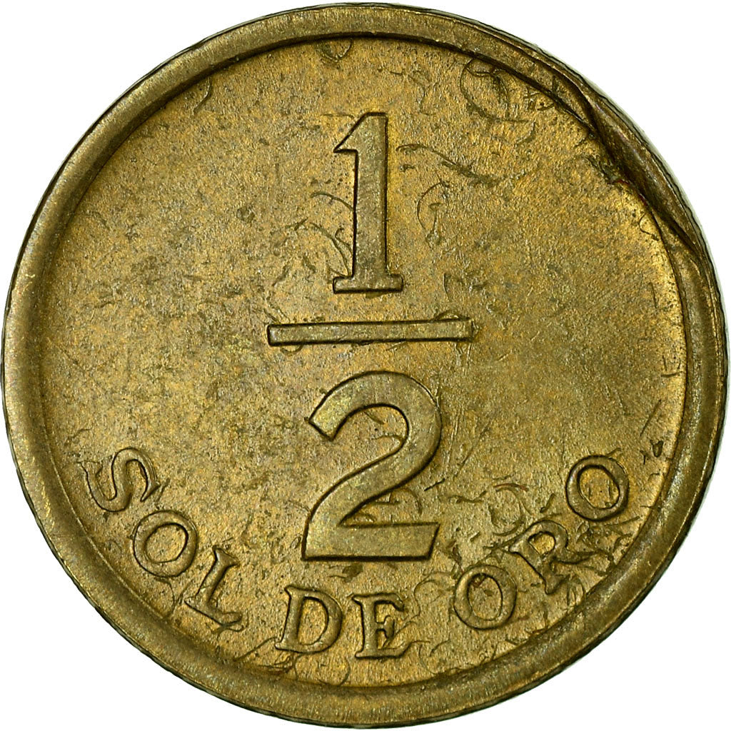 Moneda, Perú, 1/2 Sol, 1975, Lima, MBC, Latón, KM:260