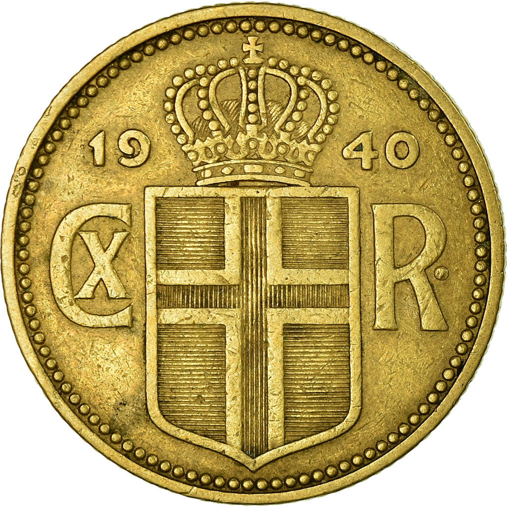 Coin, Iceland, Christian X, Krona, 1940, London, EF(40-45), Aluminum-Bronze