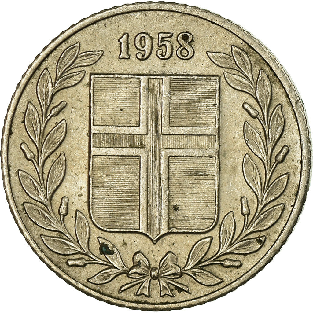 Coin, Iceland, 25 Aurar, 1958, EF(40-45), Copper-nickel, KM:11