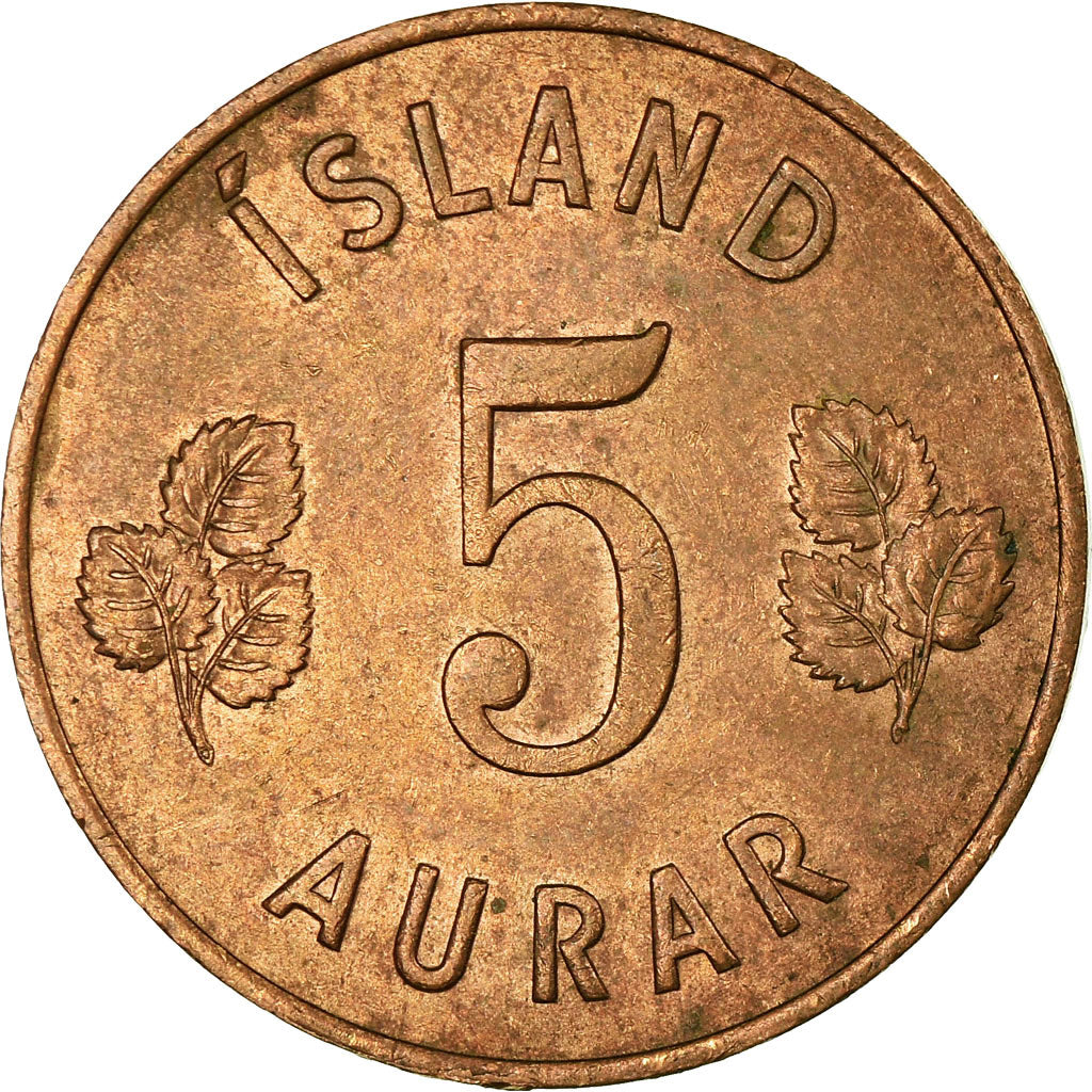 Moneta, Islanda, 5 Aurar, 1965, BB, Bronzo, KM:9