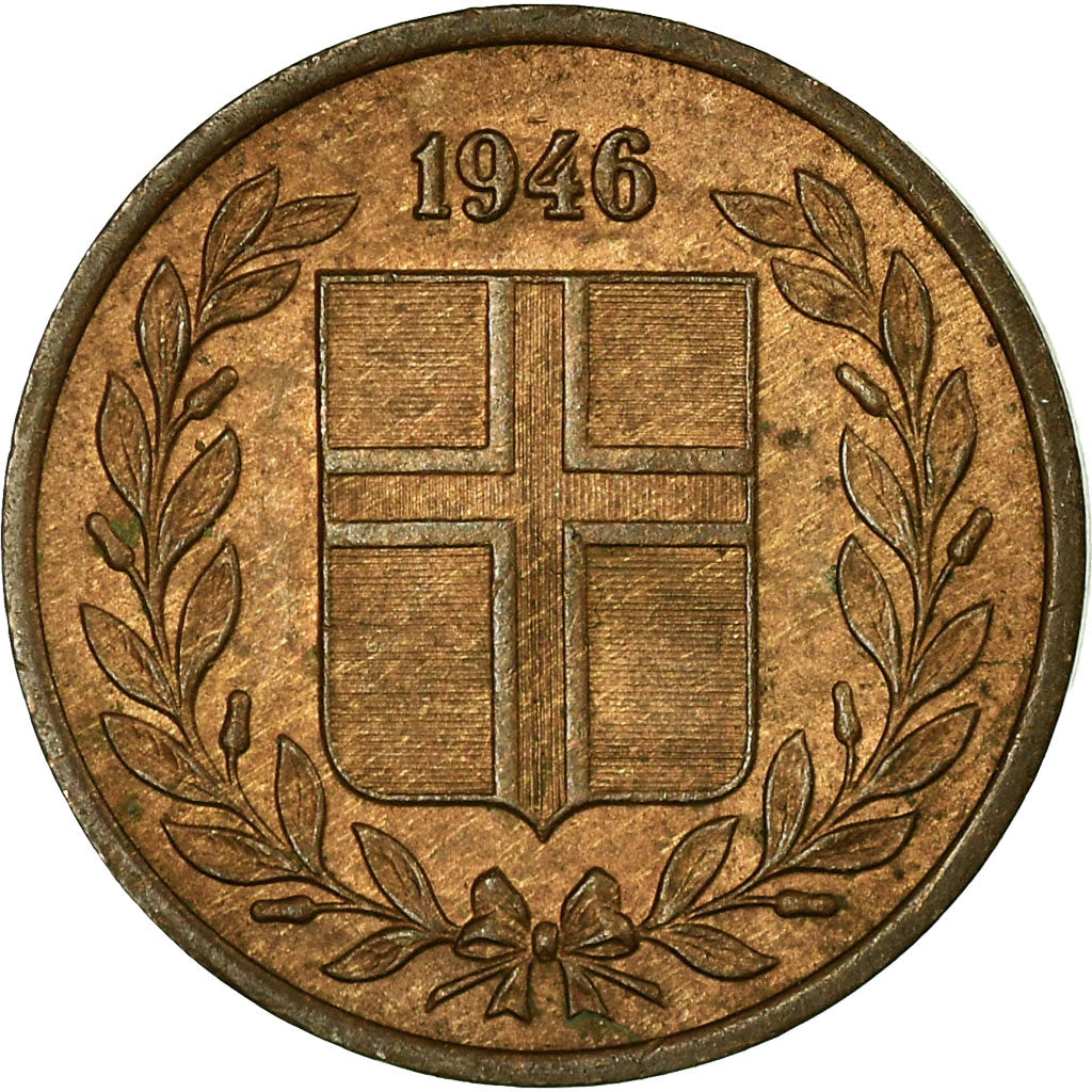 Moneta, Islandia, Eyrir, 1946, EF(40-45), Bronze, KM:8