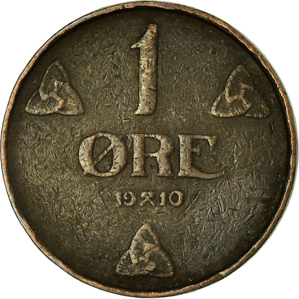 Munten, Noorwegen, Haakon VII, Ore, 1910, FR+, Bronze, KM:367