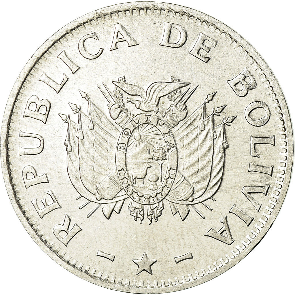 Coin, Bolivia, 50 Centavos, 1987, AU(55-58), Stainless Steel, KM:204