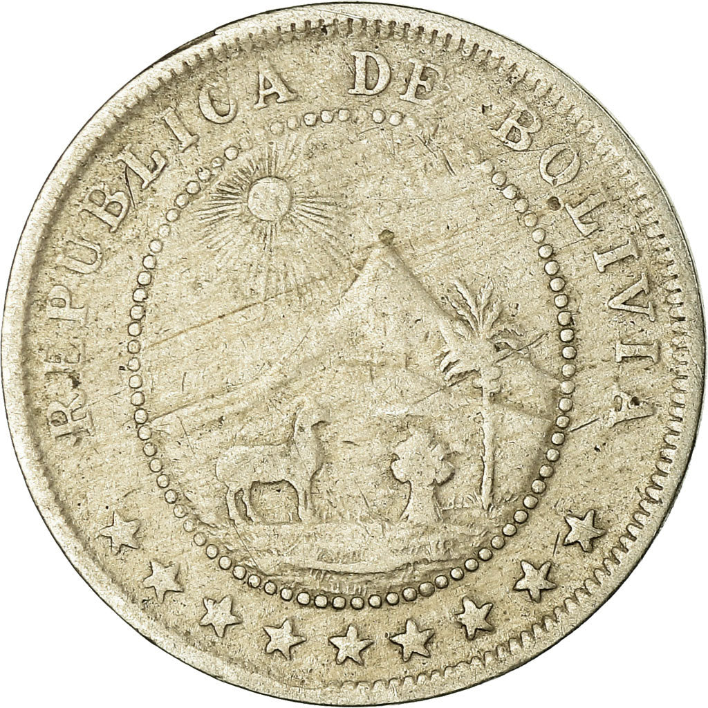 Moneda, Bolivia, 5 Centavos, 1918, MBC, Cobre - níquel, KM:173.1