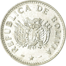 Moeda, Bolívia, 10 Centavos, 1991, EF(40-45), Aço Inoxidável, KM:202