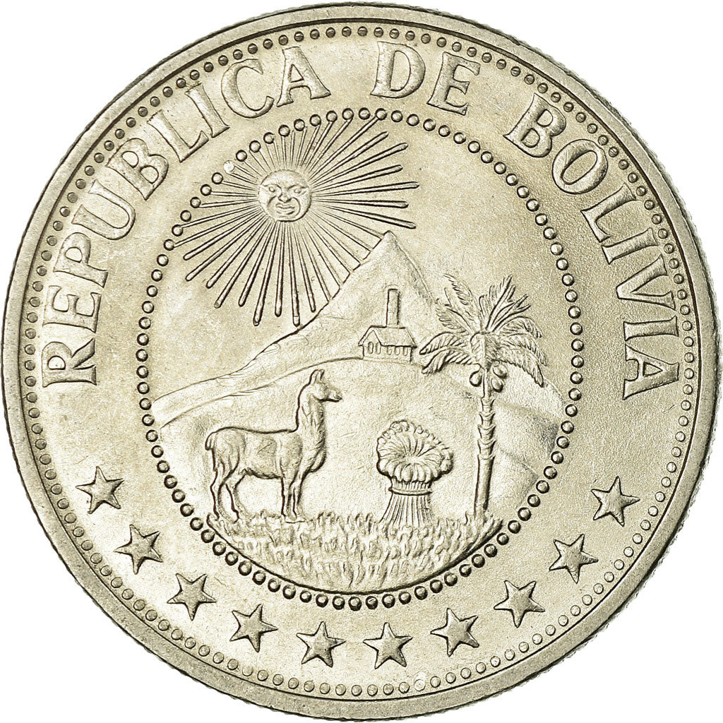 Moneta, Bolivia, Peso Boliviano, 1968, EF(40-45), Nikiel powlekany stalą