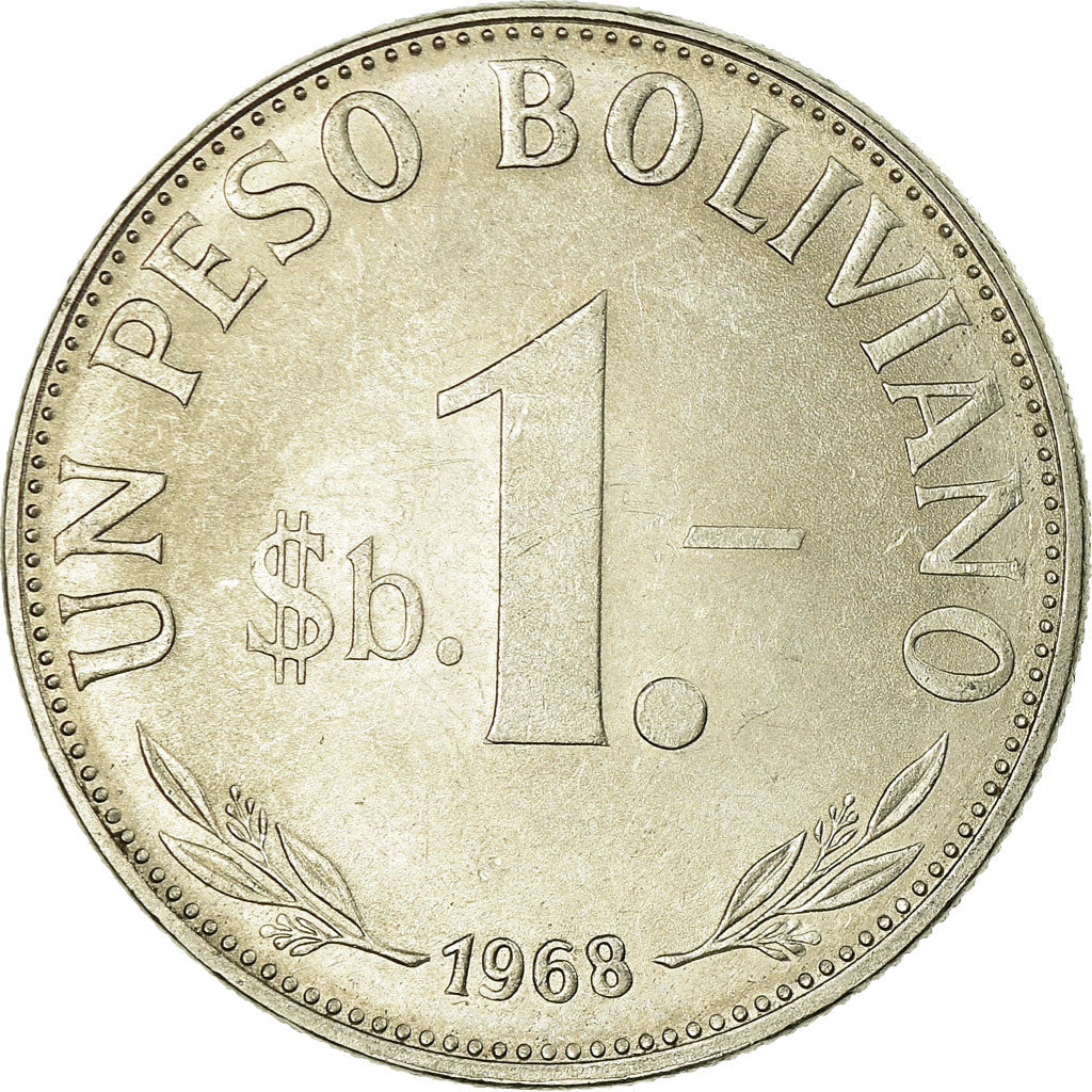 Moneta, Bolivia, Peso Boliviano, 1968, EF(40-45), Nikiel powlekany stalą