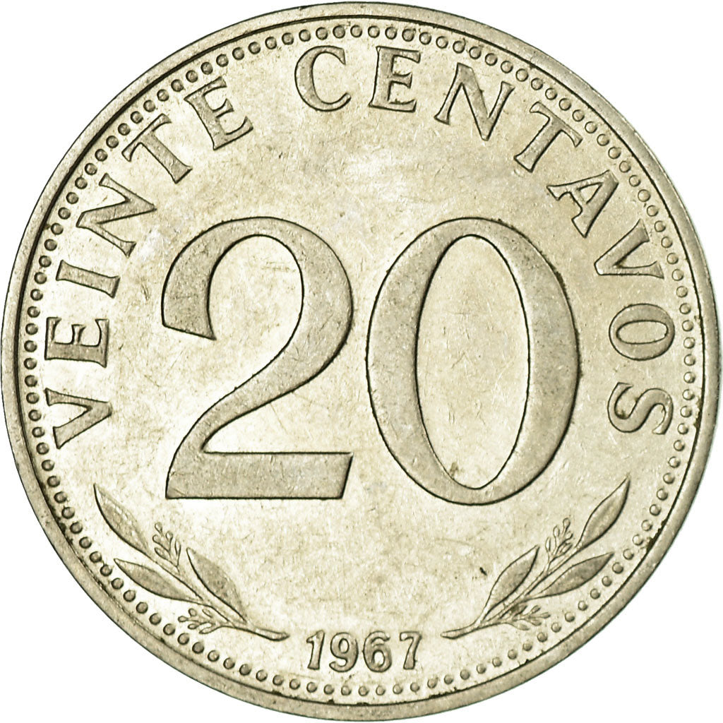 Coin, Bolivia, 20 Centavos, 1967, EF(40-45), Nickel Clad Steel, KM:189