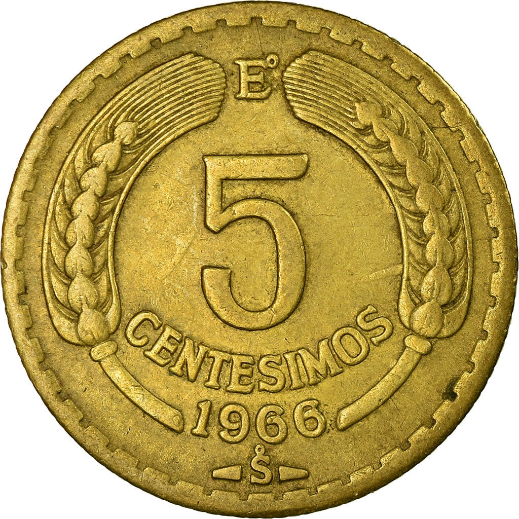 Coin, Chile, 5 Centesimos, 1966, Santiago, EF(40-45), Aluminum-Bronze, KM:190