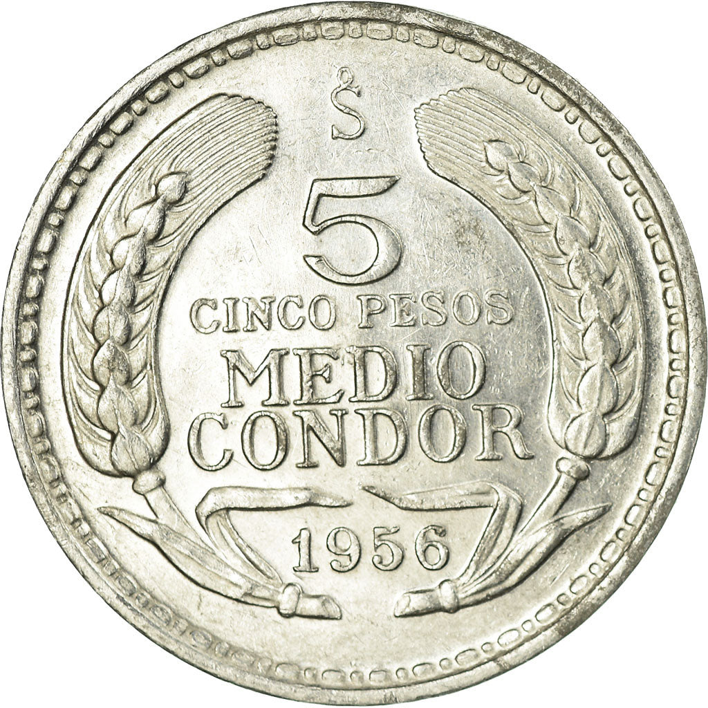 Monnaie, Chile, 5 Pesos, 1956, Santiago, SUP, Aluminium, KM:180