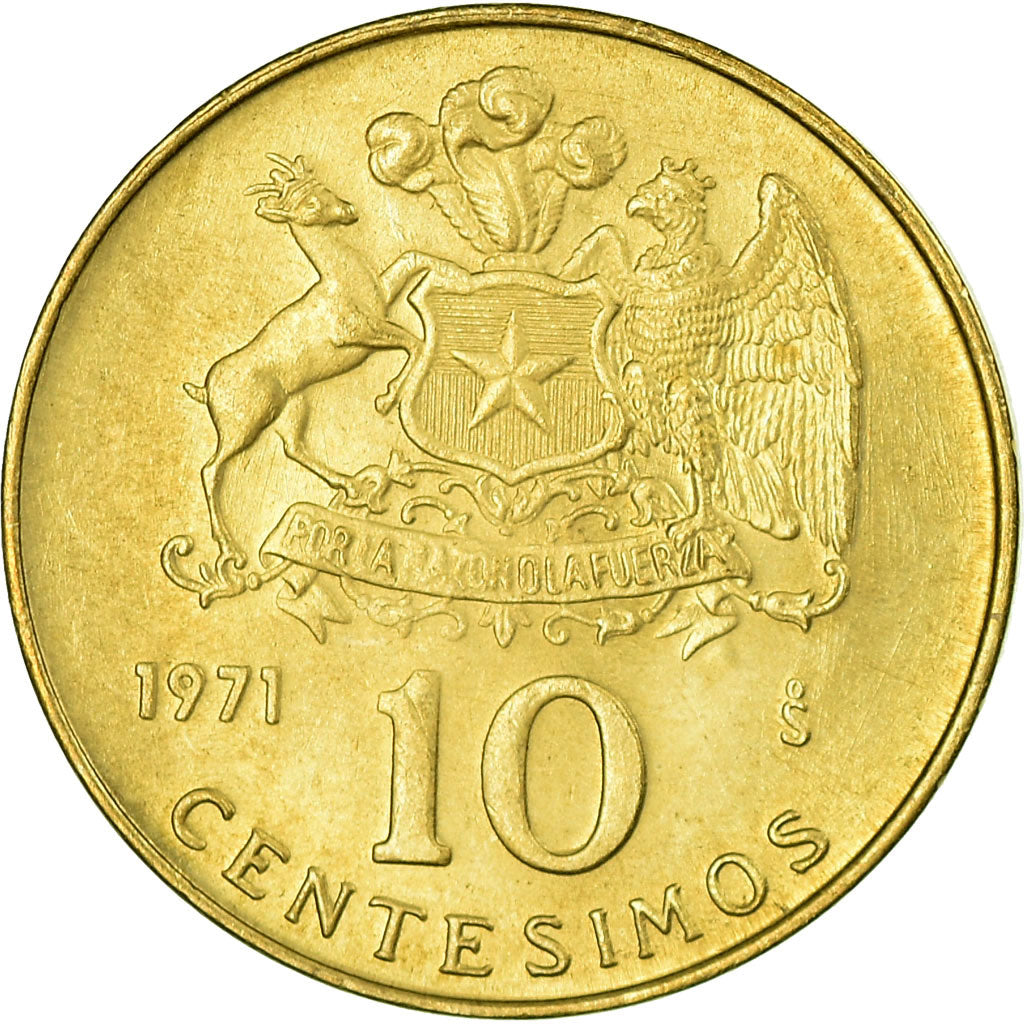 Monnaie, Chile, 10 Centesimos, 1971, Santiago, SUP, Aluminum-Bronze, KM:194