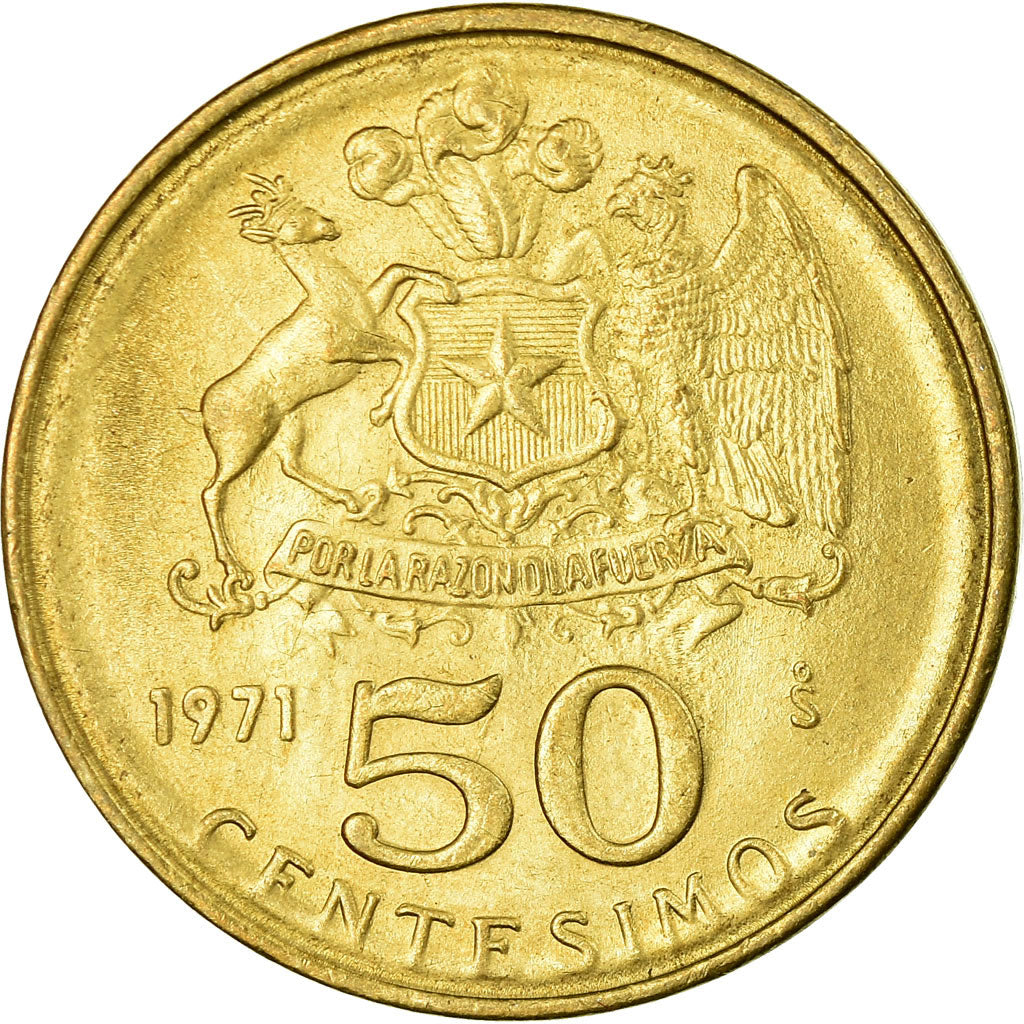Monnaie, Chile, 50 Centesimos, 1971, Santiago, SUP, Aluminum-Bronze, KM:196