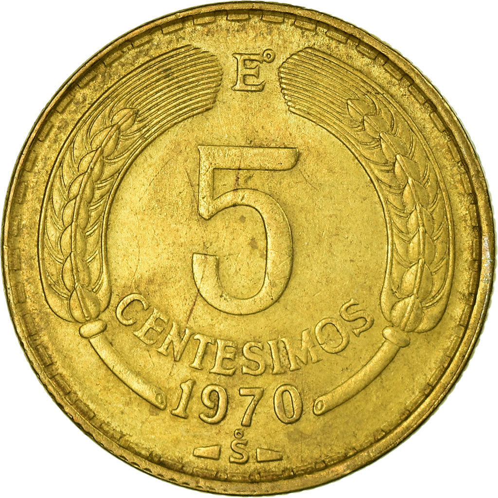 Moneda, Chile, 5 Centesimos, 1970, Santiago, MBC, Aluminio - bronce, KM:190
