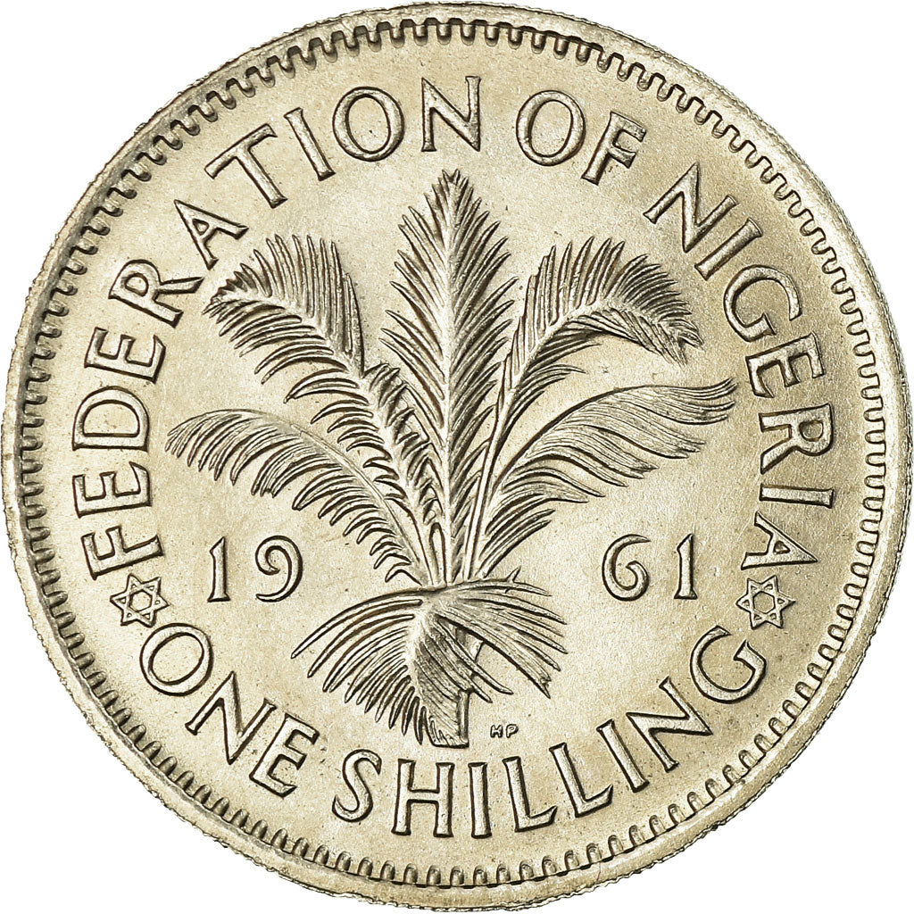 Coin, Nigeria, Elizabeth II, Shilling, 1961, AU(55-58), Copper-nickel, KM:5
