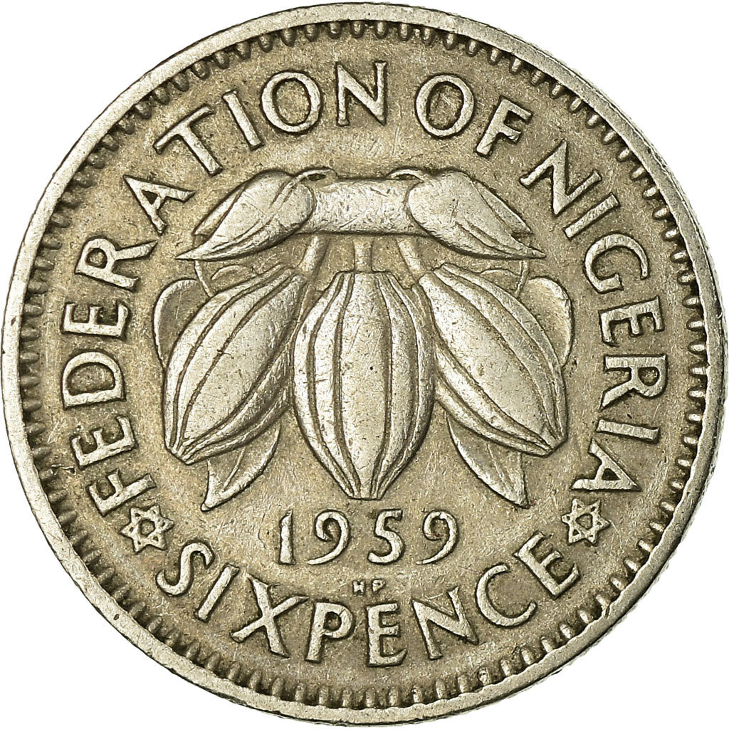 Coin, Nigeria, Elizabeth II, 6 Pence, 1959, EF(40-45), Copper-nickel, KM:4
