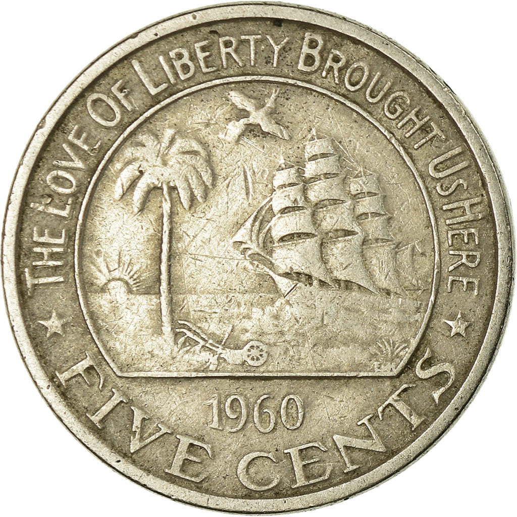 Coin, Liberia, 5 Cents, 1960, EF(40-45), Copper-nickel, KM:14