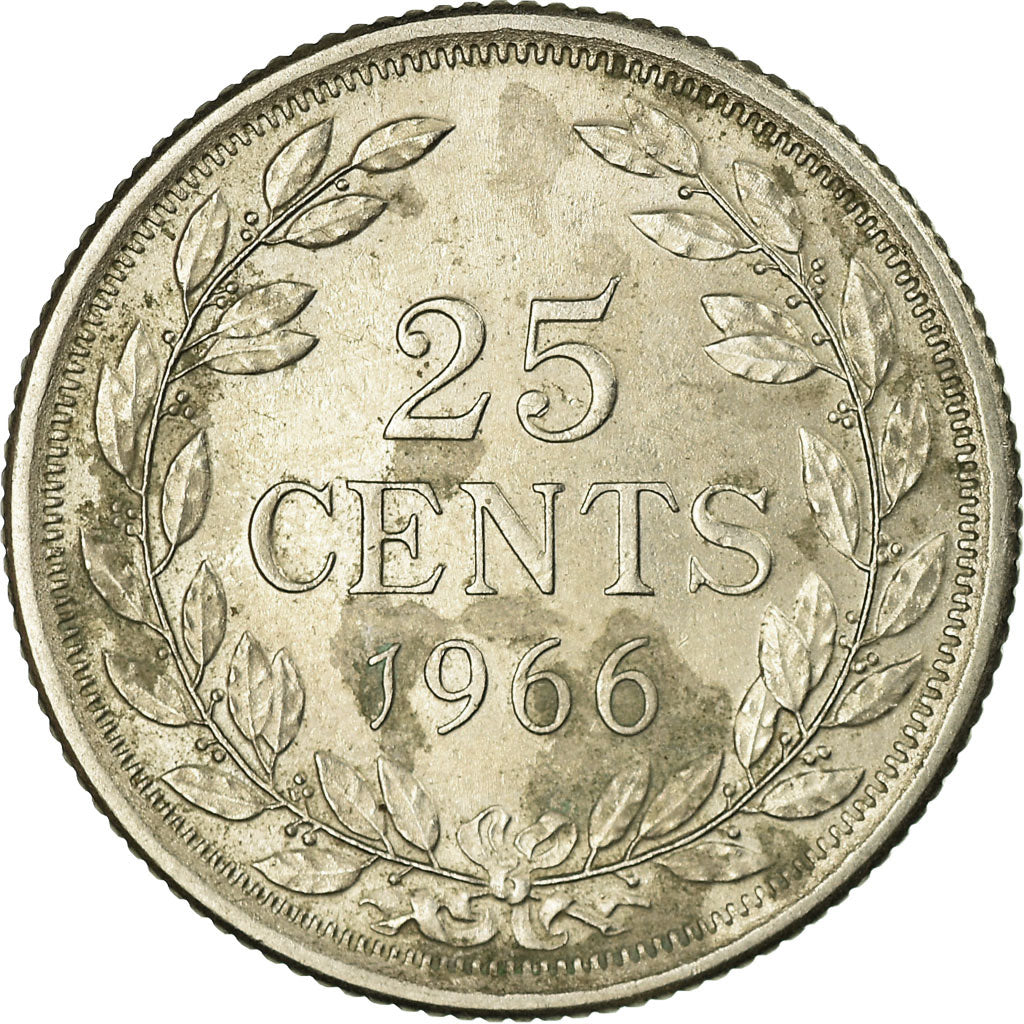 Coin, Liberia, 25 Cents, 1966, EF(40-45), Copper-nickel, KM:16a.1