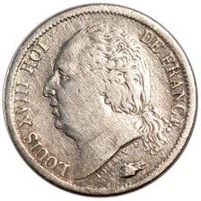 Francia, Louis XVIII, Louis XVIII, 1/2 Franc, 1817, Paris, MB+, Argento, Gado...